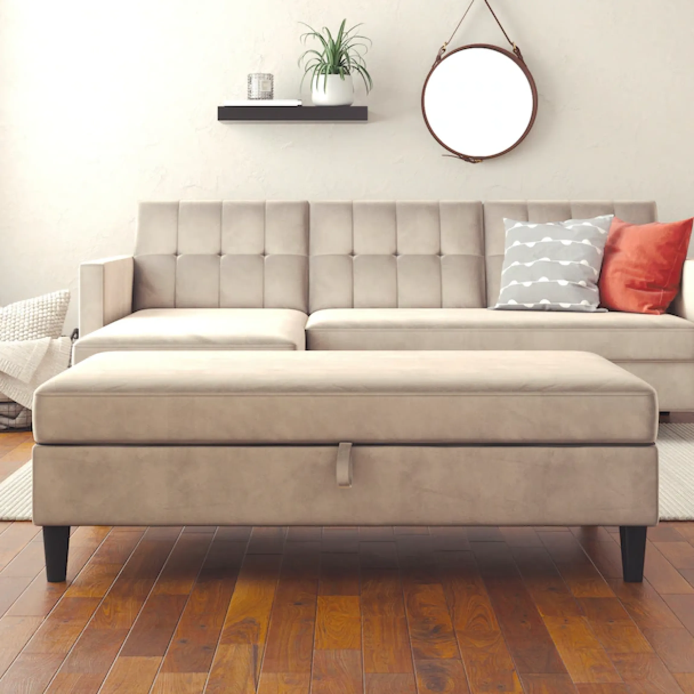 Dorel Home Stauraumhocker »Hartford« Polsterhocker mit Stauraum, frei im Raum stellbar, Sitzhöhe 43 cm