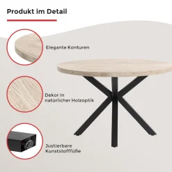 Duo Collection Esstisch »Damira Tisch rund« Massives Metallgestell, Belastbarkeit bis 100 kg