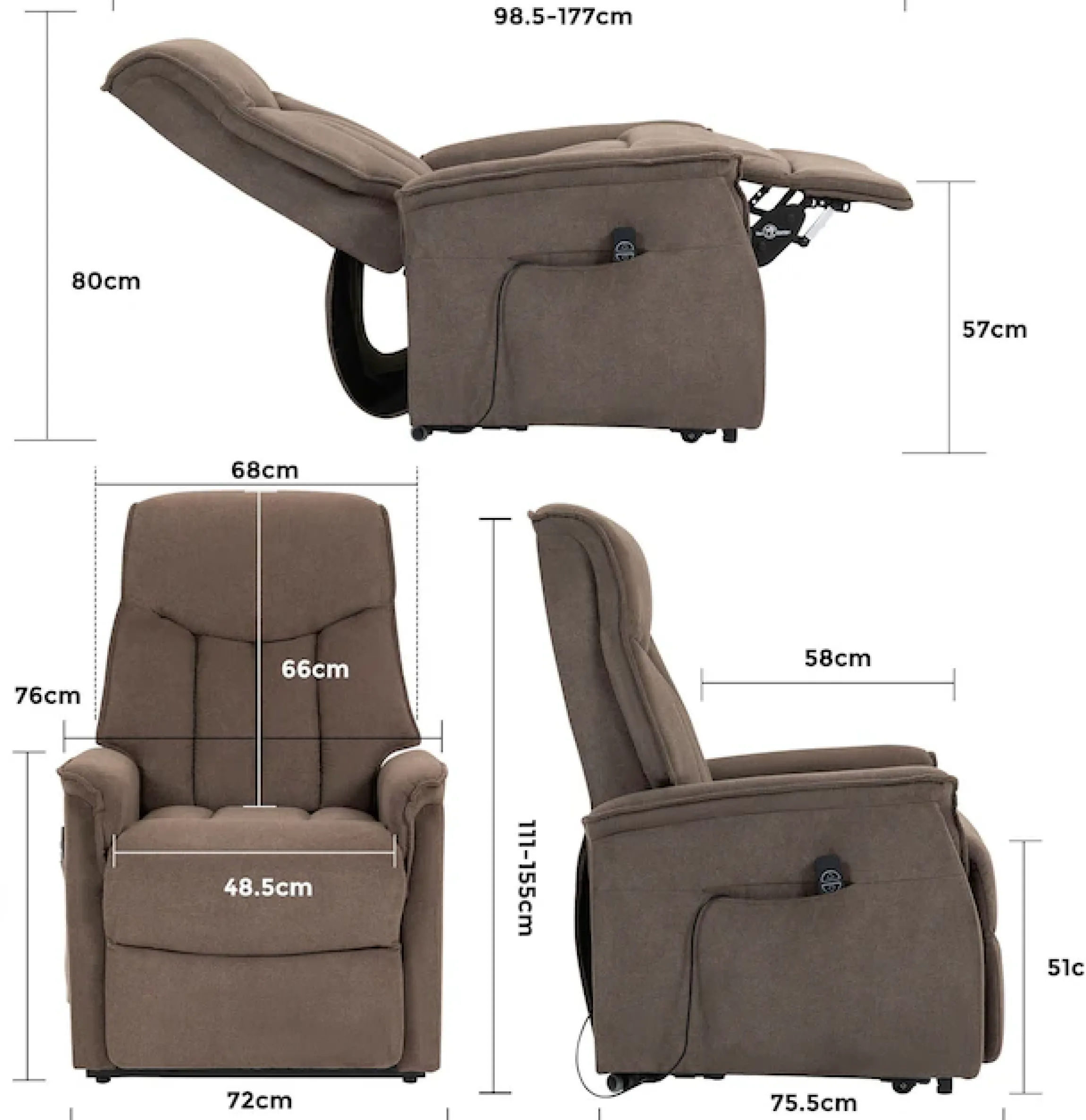 Duo Collection TV-Sessel »Aurora XXL bis 150 kg belastbar, mit elektrischer Aufstehhilfe« Relaxfunktion und Taschenfederkern mit Stahlwellenunterfederung
