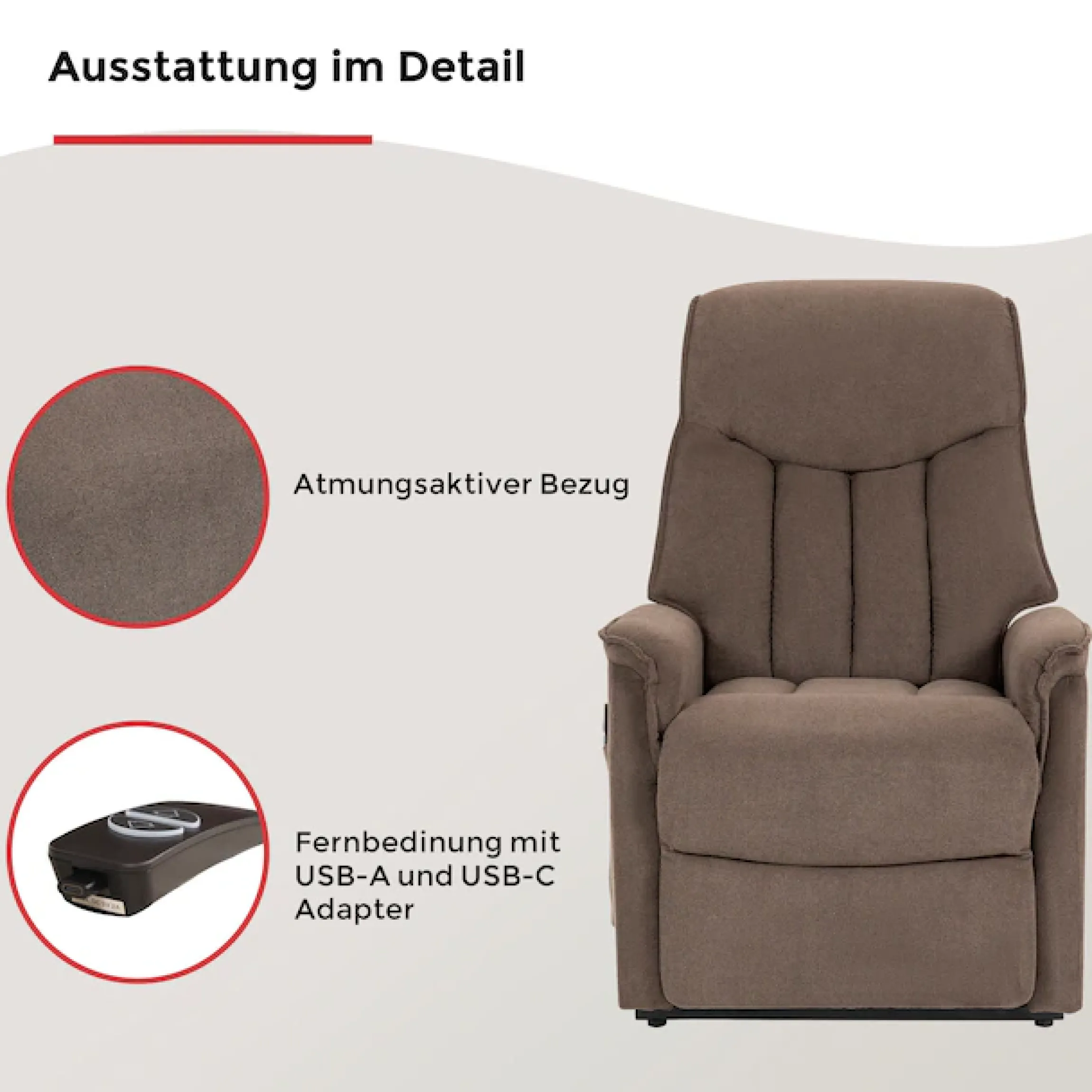 Duo Collection TV-Sessel »Aurora XXL bis 150 kg belastbar, mit elektrischer Aufstehhilfe« Relaxfunktion und Taschenfederkern mit Stahlwellenunterfederung