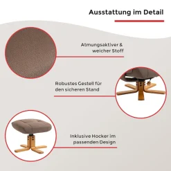 Duo Collection TV-Sessel »Bordeaux« mit Hocker und Relaxfunktion, 360 Grad drehbar