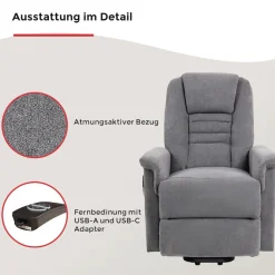 Duo Collection TV-Sessel »Granada mit elektrischer Aufstehhilfe« Relaxfunktion und Taschenfederkern mit Stahlwellenunterfederung