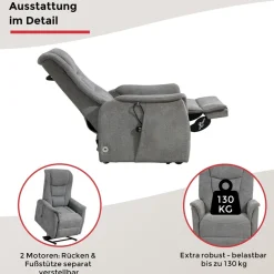 Duo Collection TV-Sessel »Parma Mobilitäts-Sessel mit elektr. Aufstehhilfe, Relaxfunktion & Akku« Sitzhöhe 48 cm, mit Liegefunktion, mobil zu Hause