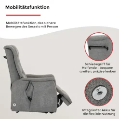 Duo Collection TV-Sessel »Parma Mobilitäts-Sessel mit elektr. Aufstehhilfe, Relaxfunktion & Akku« Sitzhöhe 48 cm, mit Liegefunktion, mobil zu Hause