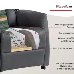 Duo Collection TV-Sessel »Sorrent mit regulierbarer Sitzheizung, elektrischer Aufstehhilfe« Relaxfunktion und Taschenfederkern mit Stahlwellenunterfederung