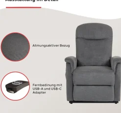 Duo Collection TV-Sessel »TV-Sessel Pylos« 1 Stk. tlg. Relaxfunktion und Taschenfederkern mit Stahlwellenunterfederung