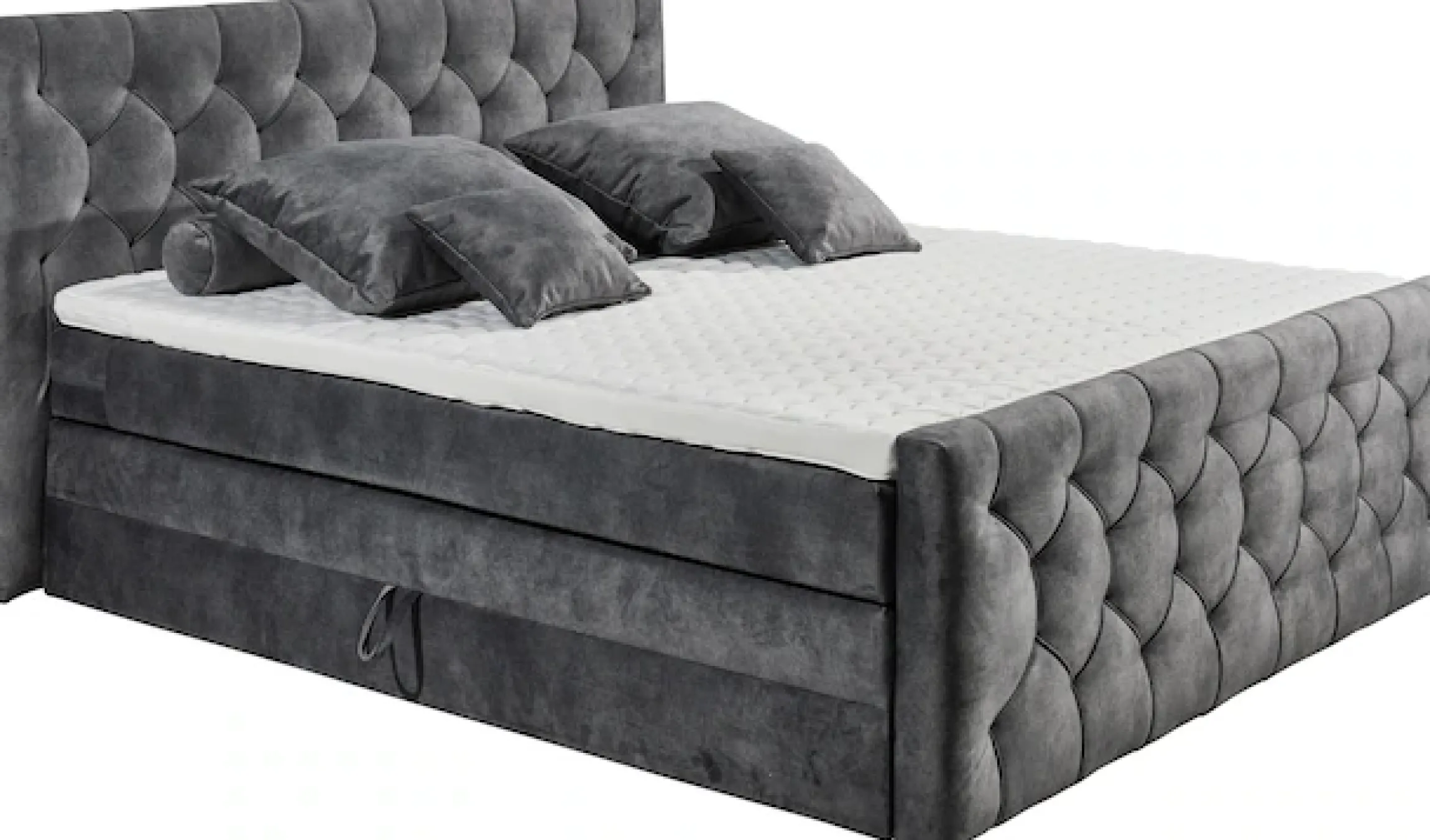 ED EXCITING DESIGN Boxspringbett »CASHFIELD, Doppelbett mit Bettkasten und Taschenfederkernmatratze H3« mit 6cm Kaltschaum-Topper mit Klimaband, Microvelours-Bezug,