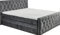 ED EXCITING DESIGN Boxspringbett »CASHFIELD, Doppelbett mit Bettkasten und Taschenfederkernmatratze H3« mit 6cm Kaltschaum-Topper mit Klimaband, Microvelours-Bezug,