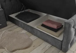 ED EXCITING DESIGN Boxspringbett »CASHFIELD, Doppelbett mit Bettkasten und Taschenfederkernmatratze H3« mit 6cm Kaltschaum-Topper mit Klimaband, Microvelours-Bezug,