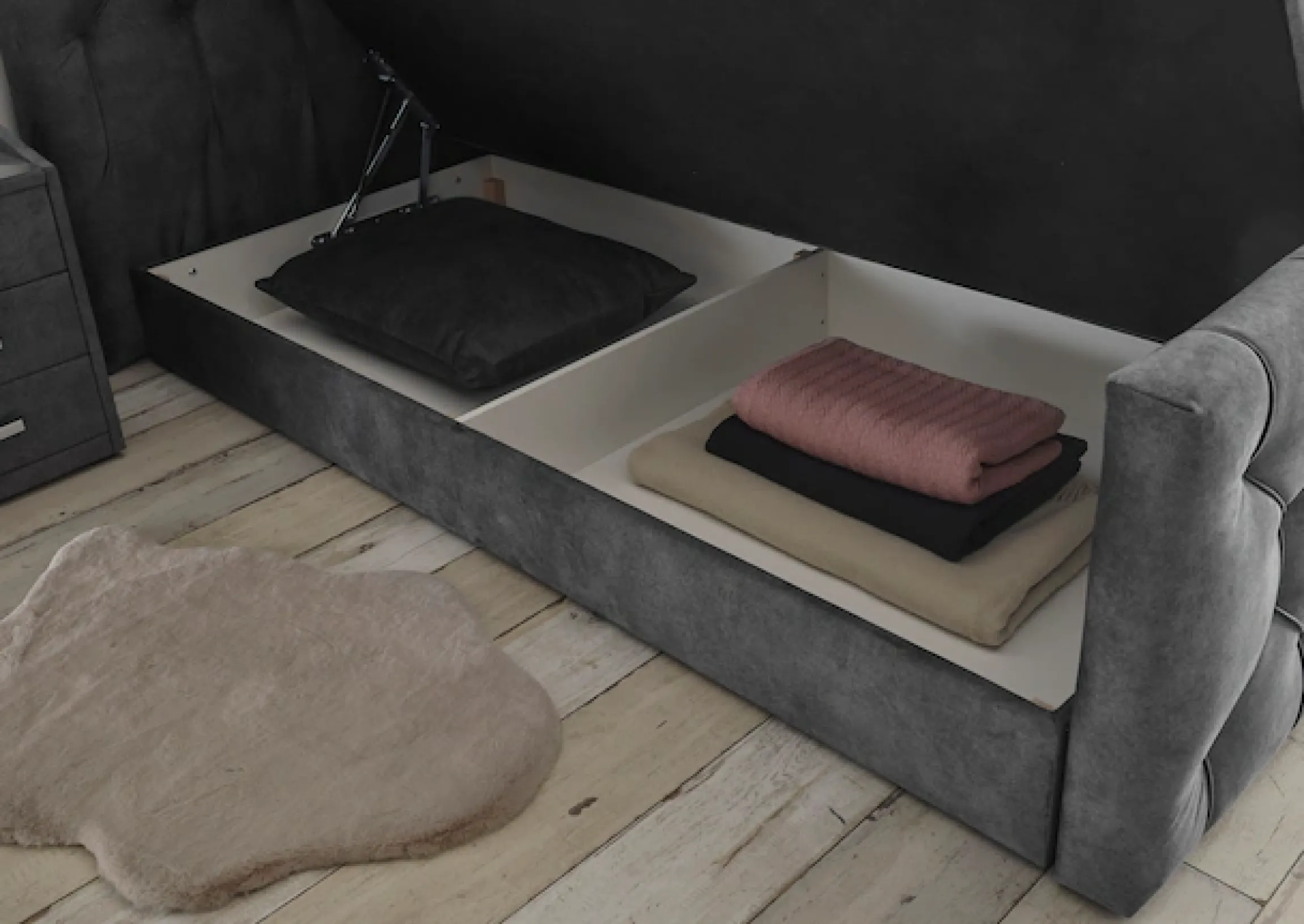 ED EXCITING DESIGN Boxspringbett »CASHFIELD, Doppelbett mit Bettkasten und Taschenfederkernmatratze H3« mit 6cm Kaltschaum-Topper mit Klimaband, Microvelours-Bezug,