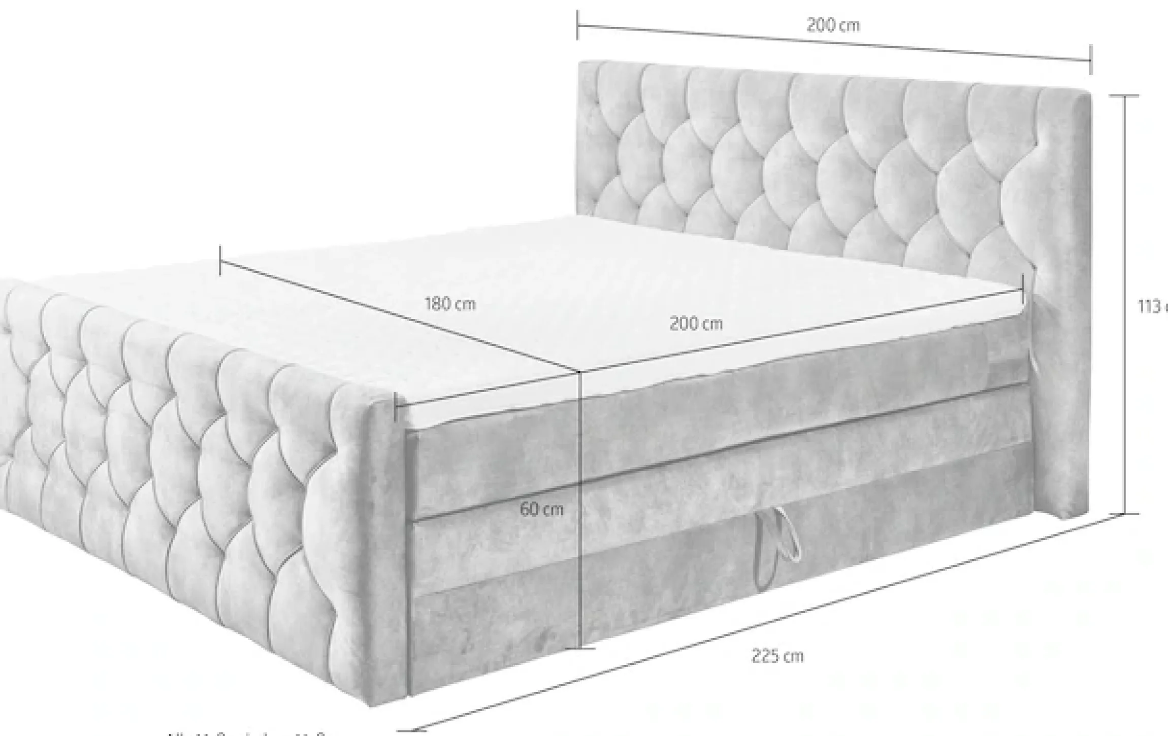 ED EXCITING DESIGN Boxspringbett »CASHFIELD, Doppelbett mit Bettkasten und Taschenfederkernmatratze H3« mit 6cm Kaltschaum-Topper mit Klimaband, Microvelours-Bezug,