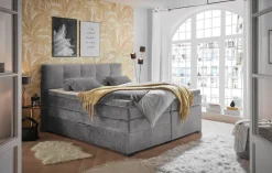 ED EXCITING DESIGN Boxspringbett »FANES, Doppelbett mit Bettkasten und Taschenfederkernmatratze H3« mit 7cm Visco-Topper, hochwertiger Microvelours-Bezug, 180x200cm