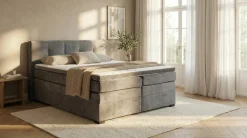 ED EXCITING DESIGN Boxspringbett »FANES, Doppelbett mit Bettkasten und Taschenfederkernmatratze H3« mit 7cm Visco-Topper, hochwertiger Microvelours-Bezug, 180x200cm