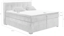 ED EXCITING DESIGN Boxspringbett »FANES, Doppelbett mit Bettkasten und Taschenfederkernmatratze H3« mit 7cm Visco-Topper, hochwertiger Microvelours-Bezug, 180x200cm
