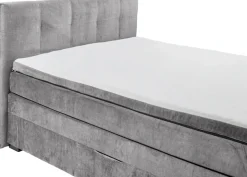 ED EXCITING DESIGN Boxspringbett »FANES, Doppelbett mit Bettkasten und Taschenfederkernmatratze H3« mit 7cm Visco-Topper, hochwertiger Microvelours-Bezug, 180x200cm