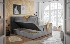 ED EXCITING DESIGN Boxspringbett »FANES, Doppelbett mit Bettkasten und Taschenfederkernmatratze H3« mit 7cm Visco-Topper, hochwertiger Microvelours-Bezug, 180x200cm