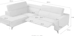 Egoitaliano Ecksofa »Edith, Designsofa mit hohem Sitzkomfort, Breite 269cm, L-Form« inkl. elektrischer Relaxfunktion und manuell verstellbaren Kopfteilen