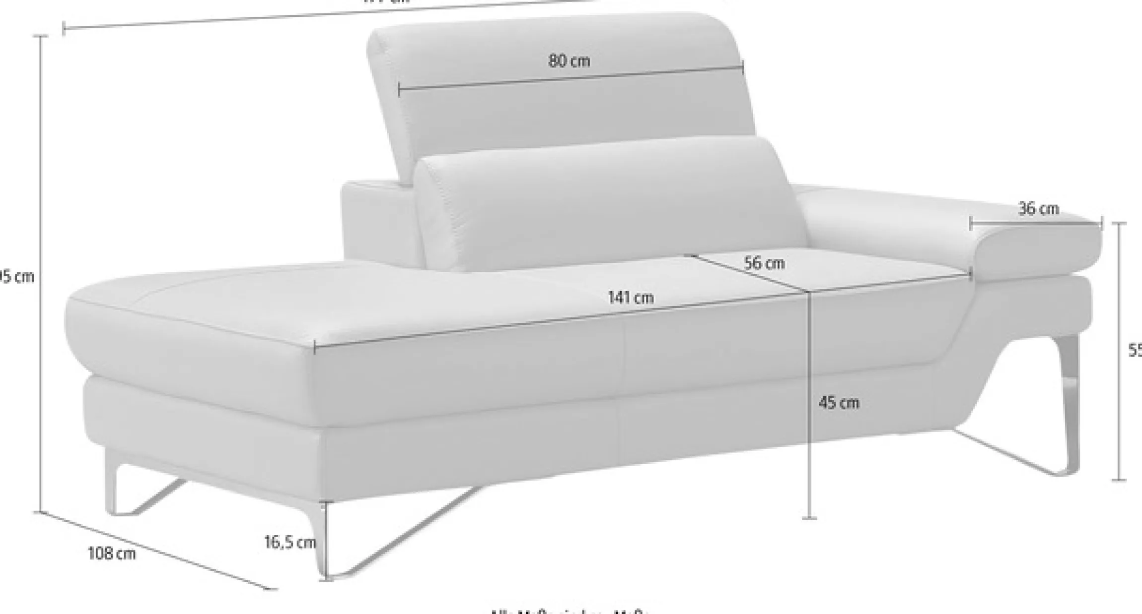 Egoitaliano Ottomane »Princess, elegantes Designsofa mit erstklassigem Sitzkomfort,« inkl. verstellbarem Kopfteil und edle Designmetallfüße