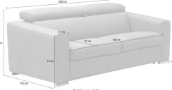 Egoitaliano Schlafsofa »Cabiria, Design und super Sitz- und Liegekomfort« Sofa inkl. Schlaffunktion, Kopfteile verstellbar, mit Metallfüßen