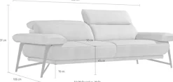 Egoitaliano 2,5-Sitzer »Anais, Designsofa mit erstklassigem Sitzkomfort, Fußfarbe chrom« Kopfteil verstellbar, 232 cm, Luxus-Microfaser Lederoptik, hellblau
