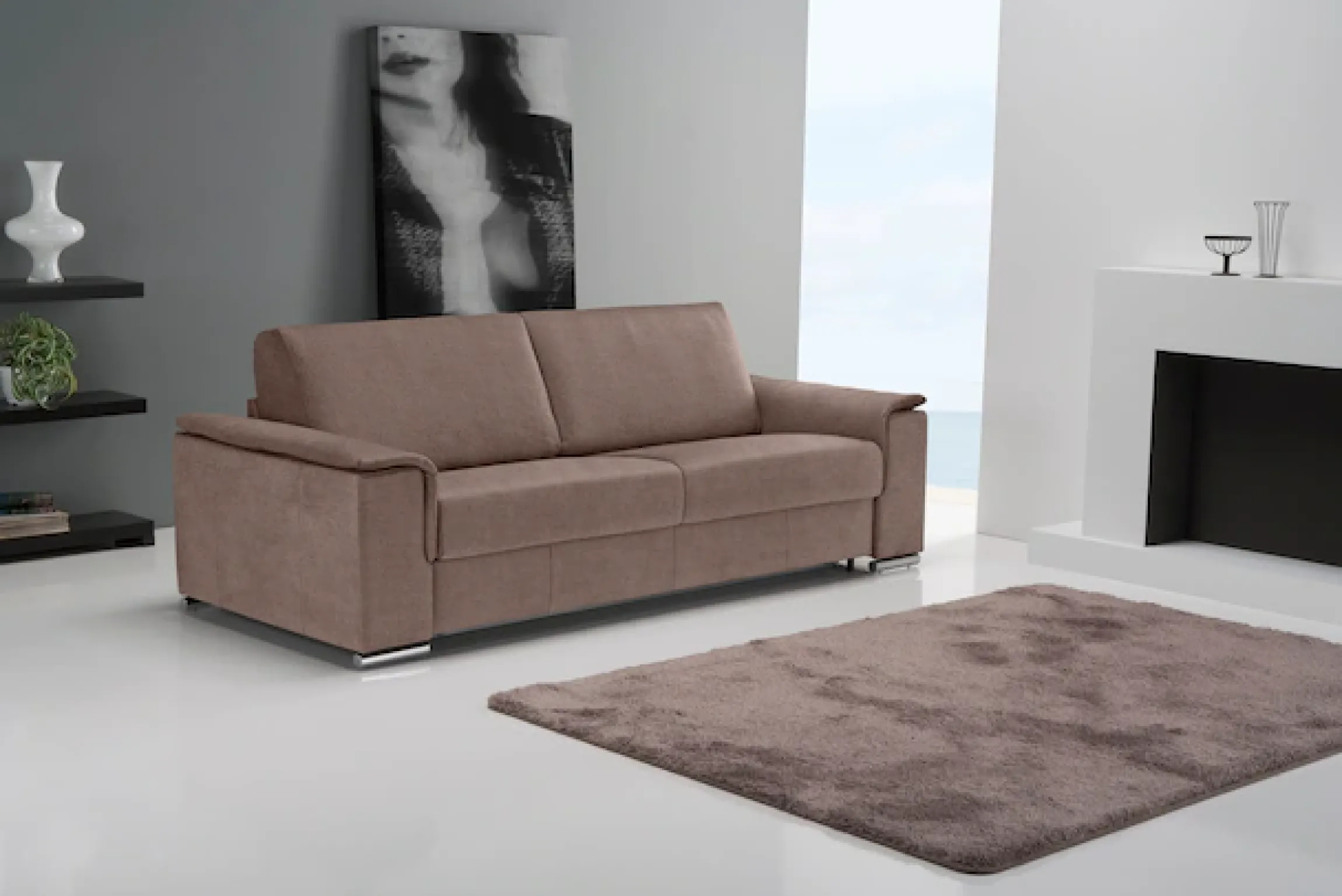 Egoitaliano 2,5-Sitzer »Cecilia, modern & elegant, erstklassiger Sitzkomfort, Breite 234cm« mit verchromten Metallfüßen