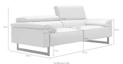 Egoitaliano 2,5-Sitzer »Malika, Designsofa mit hohem Sitzkomfort, edel und bequem« inkl. Kopfteilverstellung und chromfarbenen Metallfüßen