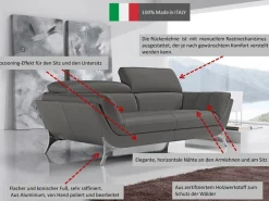 Egoitaliano 2,5-Sitzer »Sueli, extravagantes Design und erstklassiger Sitzkomfort,« Bezug Leder, inklusive Kopfteilverstellung