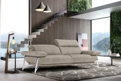 Egoitaliano Sofa »Anais, erstklassiger Sitzkomfort, Fußfarbe chrom« Set, Kopfteil verstellbar, Luxus-Microfaser Lederoptik, opal grau