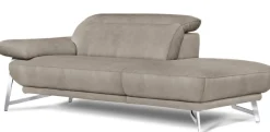 Egoitaliano Sofa »Anais, erstklassiger Sitzkomfort, Fußfarbe chrom« Set, Kopfteil verstellbar, Luxus-Microfaser Lederoptik, opal grau