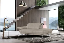 Egoitaliano Sofa »Anais, erstklassiger Sitzkomfort, Fußfarbe chrom« Set, Kopfteil verstellbar, Luxus-Microfaser Lederoptik, opal grau