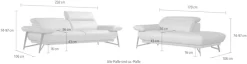 Egoitaliano Sofa »Anais, erstklassiger Sitzkomfort, Fußfarbe chrom« Set, Kopfteil verstellbar, Luxus-Microfaser Lederoptik, opal grau