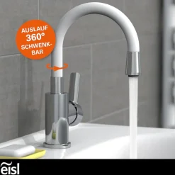 Eisl Waschtischarmatur »Flexo« energiesparender Wasserhahn, Mischbatterie Waschbecken, in Weiß/Chrom