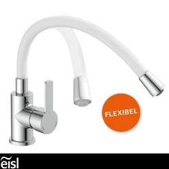 Eisl Waschtischarmatur »Flexo« energiesparender Wasserhahn, Mischbatterie Waschbecken, in Weiß/Chrom