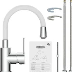 Eisl Waschtischarmatur »Flexo« energiesparender Wasserhahn, Mischbatterie Waschbecken, in Weiß/Chrom