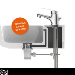 Eisl Waschtischarmatur »SPEED« auswechselbare 35mm Keramik-Kartusche, Kunststoff-Ablaufgarnitur