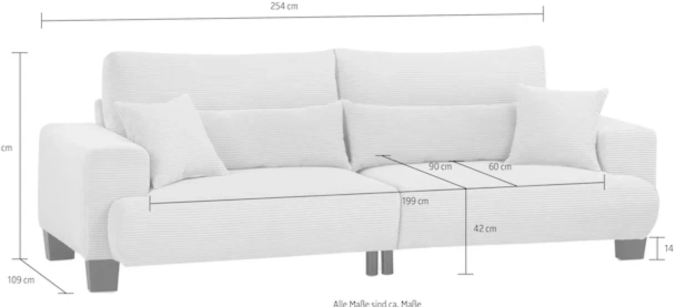 exxpo - sofa fashion Big-Sofa »Big Ayo, Megasofa, toller Sitzkomfort, modern & zeitlos, Cord Bezug« inkl. loser Rücken- und Zierkissen, frei im Raum stellbar, cappuccino