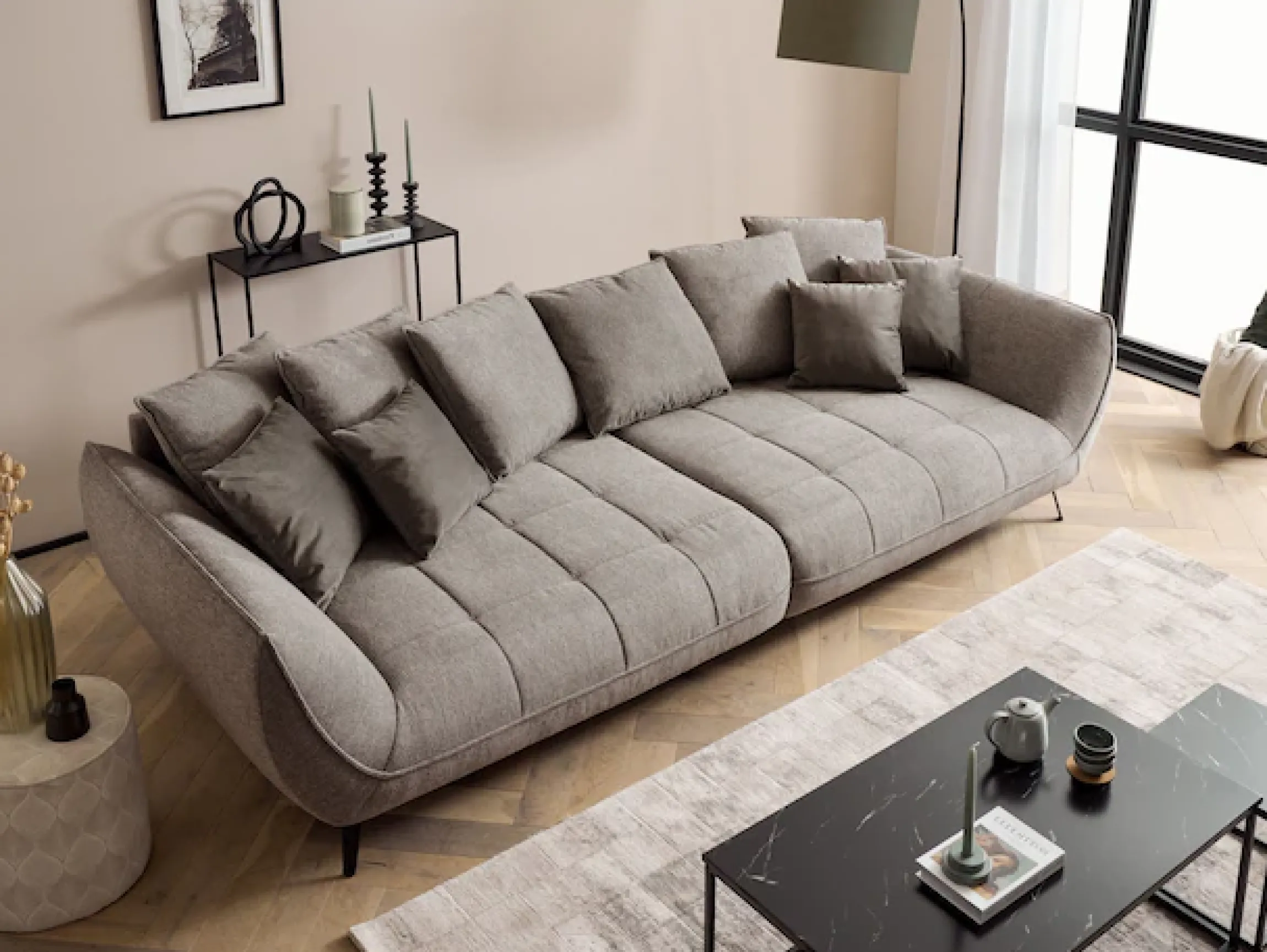 exxpo - sofa fashion Big-Sofa »Triton Mega Sofa ,toller Sitzkomfort, Steppung im Sitz, Breite 311cm« inkl.10-teiliges Kissenset,gemütliches Megasofa,viel Platz zum Relaxen