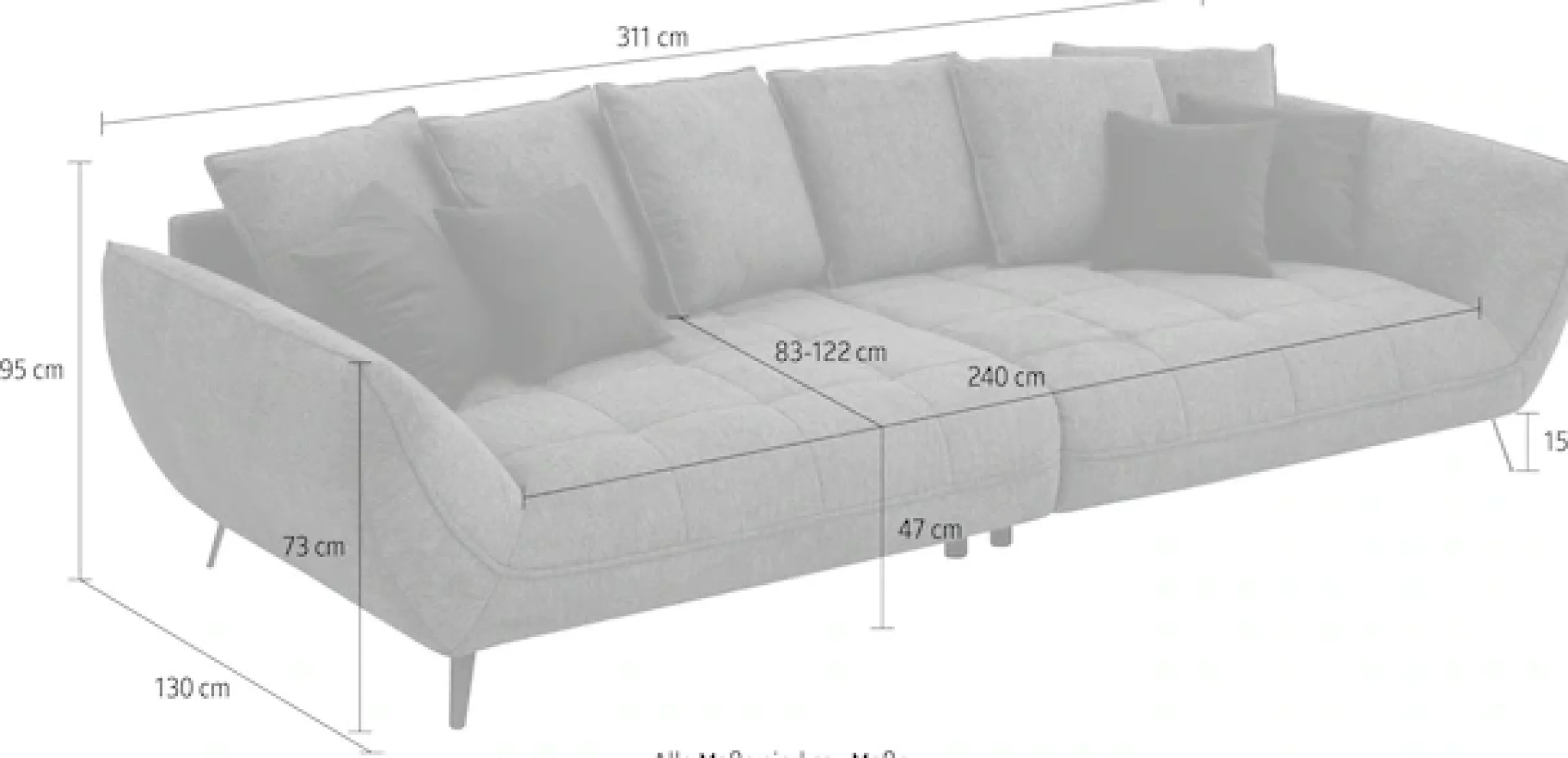 exxpo - sofa fashion Big-Sofa »Triton Mega Sofa ,toller Sitzkomfort, Steppung im Sitz, Breite 311cm« inkl.10-teiliges Kissenset,gemütliches Megasofa,viel Platz zum Relaxen