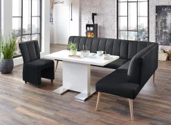 exxpo - sofa fashion Eckbank »Costa, moderne Rückensteppung, bequem und elegant, hoher Holzfuß« Frei im Raum stellbar