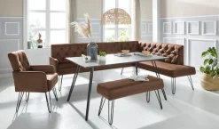 exxpo - sofa fashion Eckbank »Doppio, Chesterfield Optik, komfortabel und bequem, hohe Designfüße« Frei im Raum stellbar