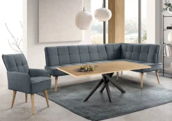 exxpo - sofa fashion Eckbank »Latte« moderne Sitz- und Rückensteppung, bequem und elegant, hoher Holzfuß
