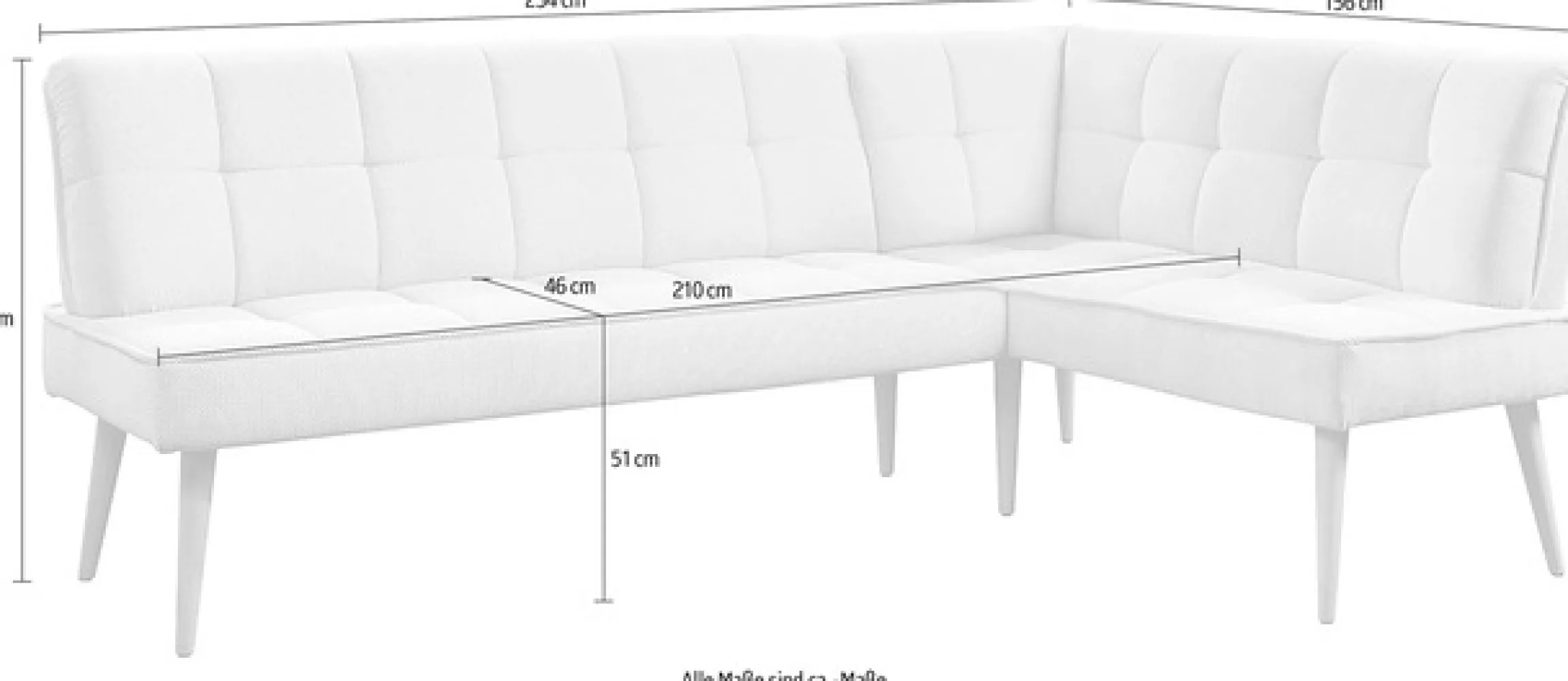 exxpo - sofa fashion Eckbank »Latte« moderne Sitz- und Rückensteppung, bequem und elegant, hoher Holzfuß