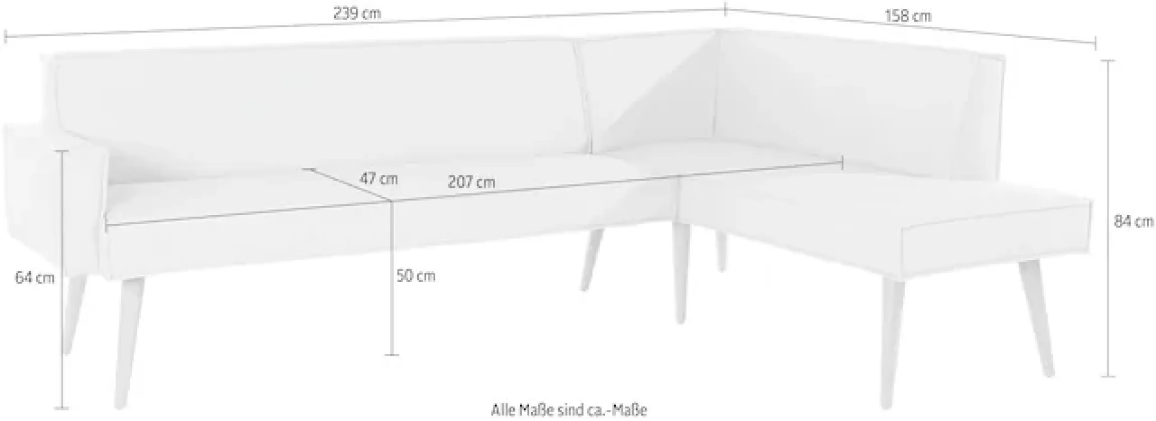 exxpo - sofa fashion Eckbank »Lungo, moderne Kedernaht, bequem und elegant, hoher Holzfuß« hochwertige Detailverarbeitung, frei im Raum stellbar