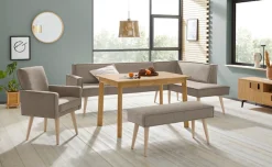 exxpo - sofa fashion Eckbank »Lungo, moderne Kedernaht, bequem und elegant, hoher Holzfuß« hochwertige Detailverarbeitung, frei im Raum stellbar