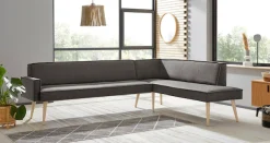 exxpo - sofa fashion Eckbank »Lungo, moderne Kedernaht, bequem und elegant, hoher Holzfuß« hochwertige Detailverarbeitung, frei im Raum stellbar
