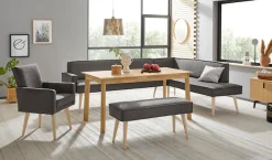exxpo - sofa fashion Eckbank »Lungo, moderne Kedernaht, bequem und elegant, hoher Holzfuß« hochwertige Detailverarbeitung, frei im Raum stellbar