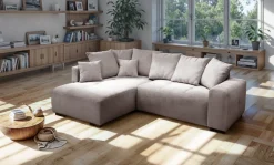 exxpo - sofa fashion Ecksofa »Arpino, elegant & bequem, Ottomane beidseitig montierbar, L-Form« Breite 243cm, komfortable Wellenunterfederung,moderner Cord Bezug
