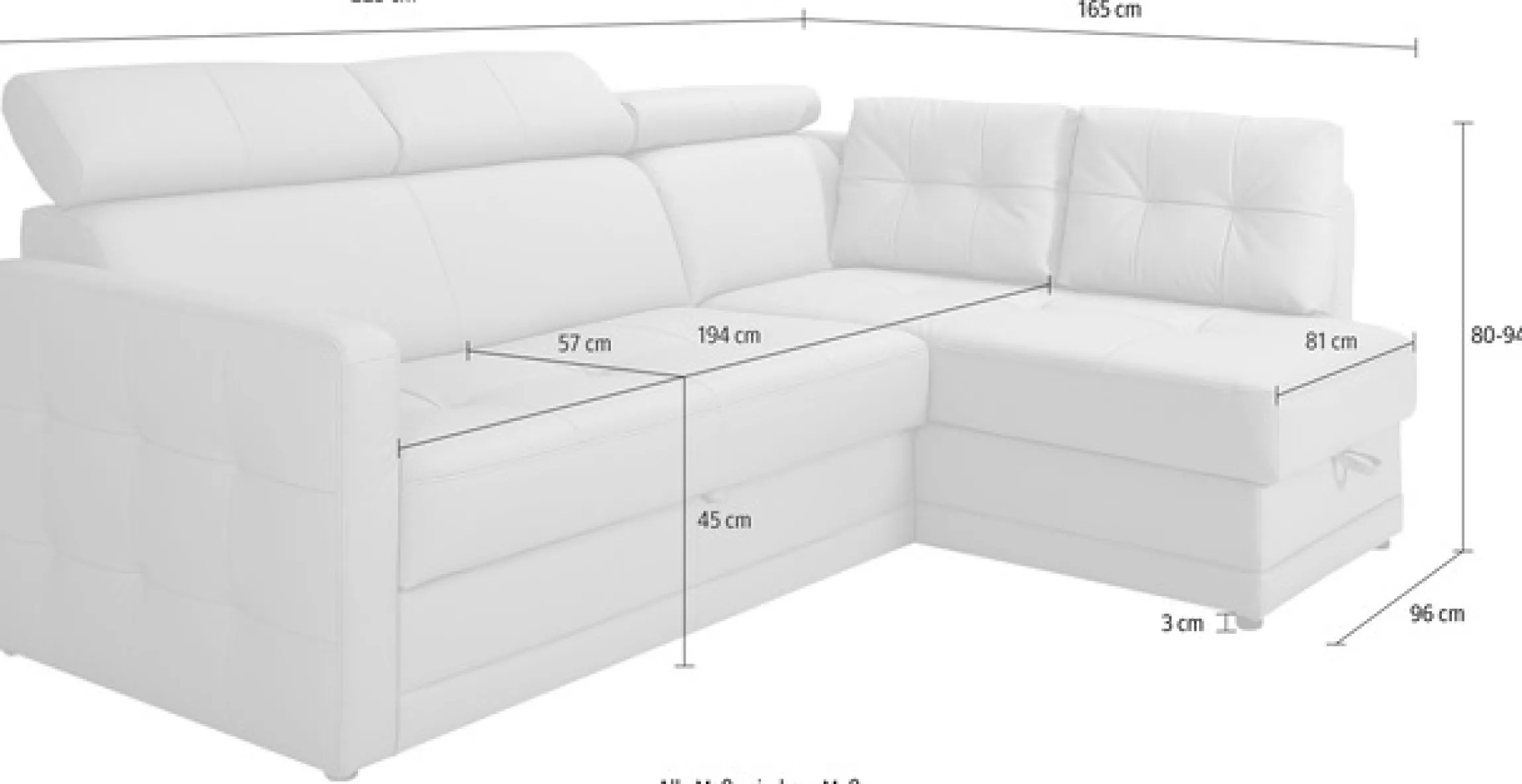exxpo - sofa fashion Ecksofa »Arles, Federkern, zeitlos, Breite 225cm, L-Form« wahlweise mit Bettfunktion und Bettkasten, inkl. Kopfteilverstellung