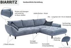 exxpo - sofa fashion Ecksofa »Biarritz modern und elegantes Mega Sofa mit tollem Sitzkomfort, L-Form« XXL– Longchair Ecke in hochwertiger Verarbeitung, Stellmaße 324x203 cm