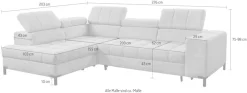 exxpo - sofa fashion Ecksofa »Bocco, hochwertige Verarbeitung, toller Sitzkomfort, bequem, L-Form« wahlweise mit Bettfunktion u. Bettkasten, inkl. Kopfteilverstellung